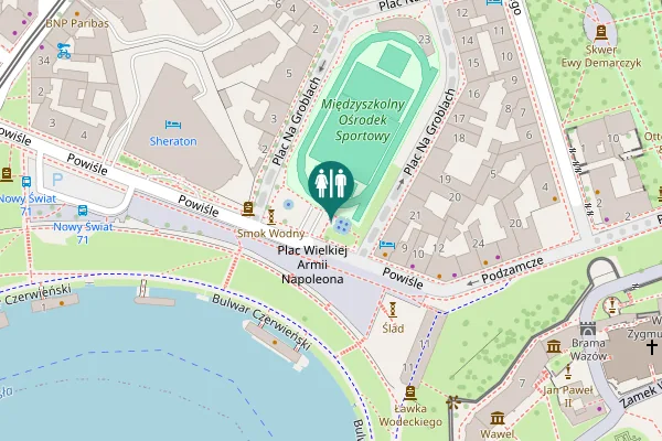 Map showing location of Powiśle Toilet