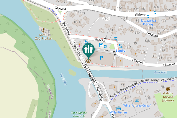 Map showing location of Most Flisaków Toilet