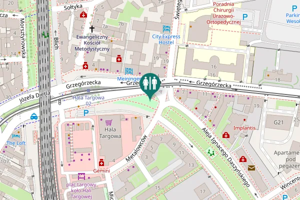 Map showing location of Metalowców Toilet