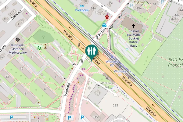 Map showing location of Wielicka Toilet