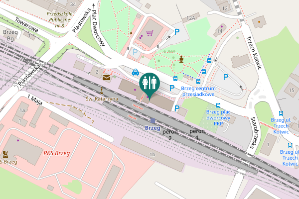 Map showing location of Plac Dworcowy 3 Toilet