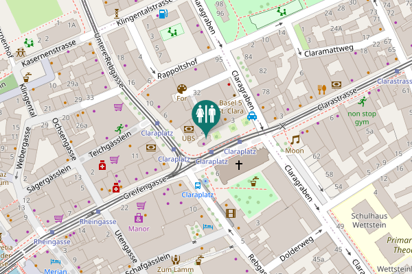 Map showing location of Claraplatz 7 Toilet
