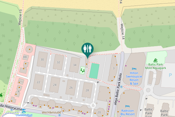 Map showing location of aleja Baltic Park Molo 5 Toilet