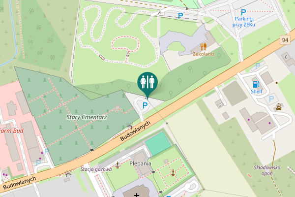 Map showing location of Budowlanych Toilet