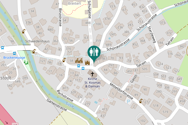 Map showing location of Schulgasse Toilet