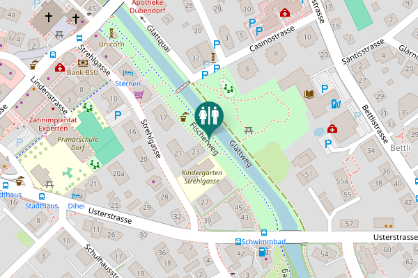 Map showing location of Fischerweg Toilet