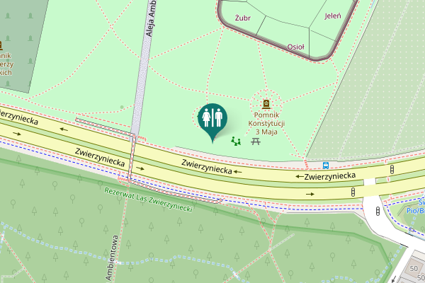 Map showing location of Zwierzyniecka Toilet