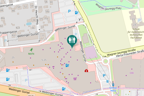 Map showing location of Weblinger Gürtel 25 Toilet