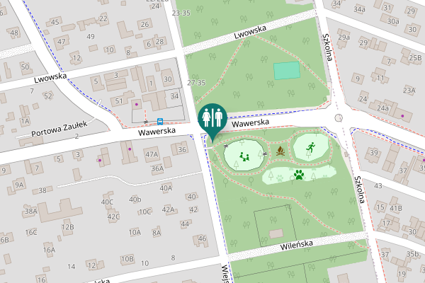 Map showing location of Wawerska Toilet
