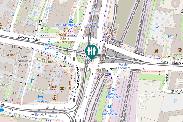 Map showing location of Rondo Kaponiera Toilet
