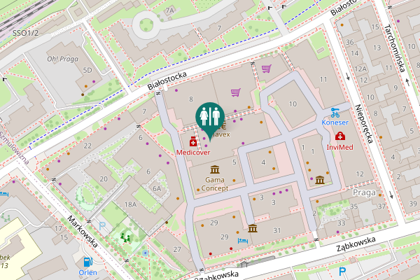Map showing location of Plac Konesera 10A Toilet