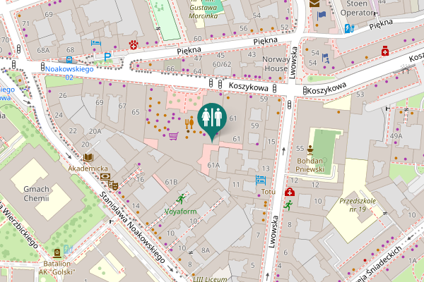 Map showing location of Koszykowa 63 Toilet