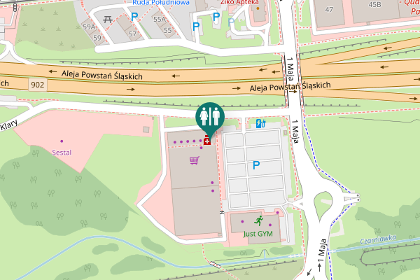 Map showing location of 1 Maja 385 Toilet