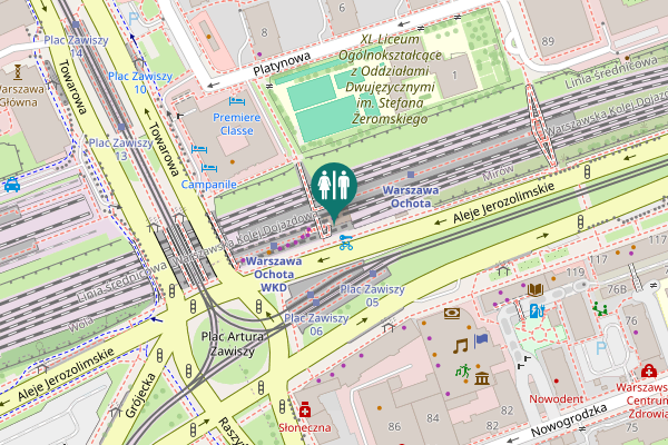 Map showing location of Aleje Jerozolimskie 58 Toilet