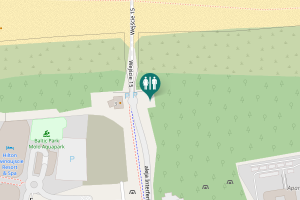 Map showing location of aleja Interferie 3 Toilet
