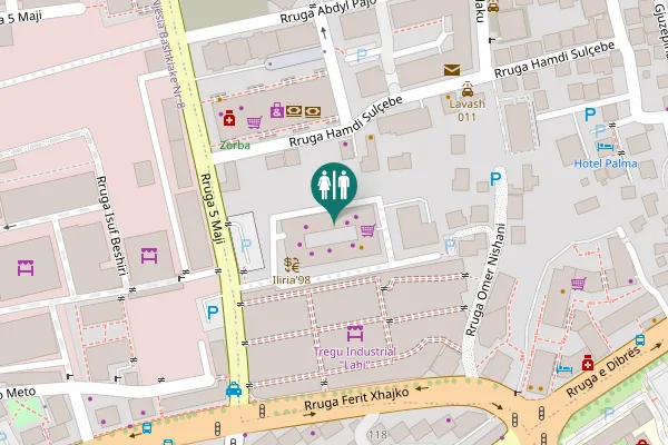 Map showing location of Rruga Hamdi Sulçebe Toilet