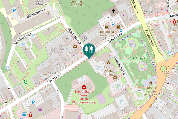 Map showing location of Dworcowa 25a Toilet