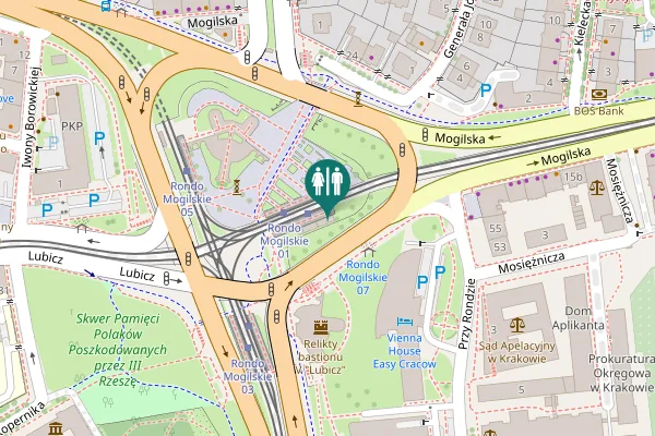 Map showing location of Rondo Mogilskie Toilet