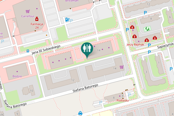 Map showing location of Jana III Sobieskiego 14 Toilet