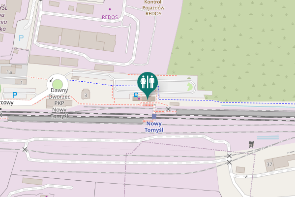 Map showing location of Ścieżka rowerowa Nowy Tomyśl - Duszniki po trasie "Opalenitzaer Kleinbahnen" Toilet