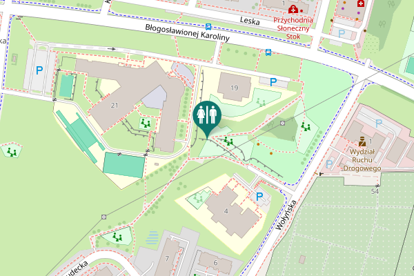 Map showing location of Błogosławionej Karoliny 19 Toilet