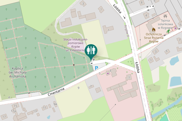 Map showing location of Rzgów Toilet