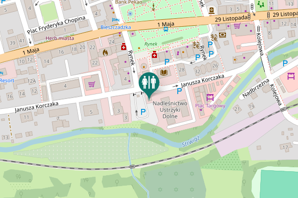 Map showing location of Janusza Korczaka Toilet