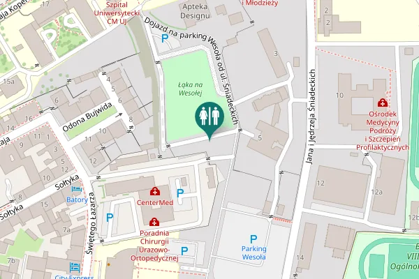 Map showing location of Dojazd na parking Wesoła od ul. Śniadeckich Toilet