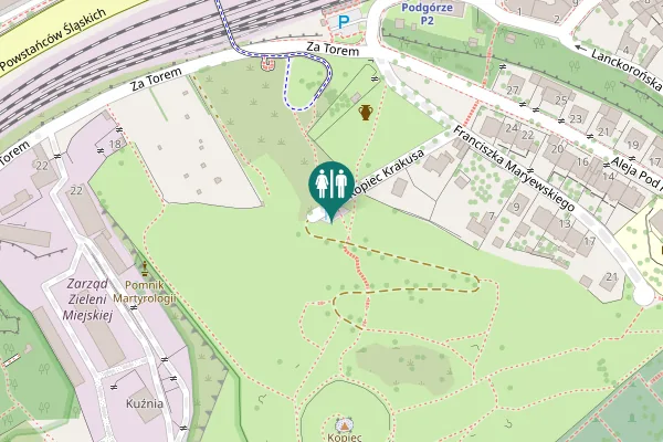 Map showing location of Kopiec Krakusa Toilet