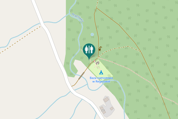 Map showing location of Regietów Toilet