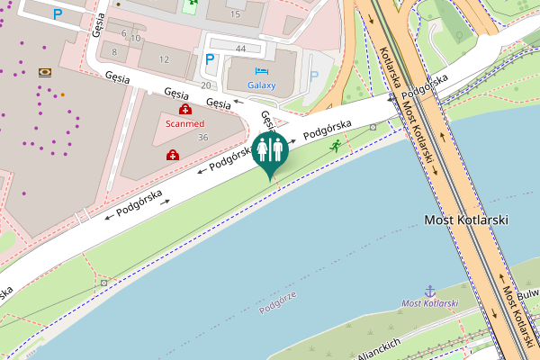 Map showing location of Podgórska Toilet