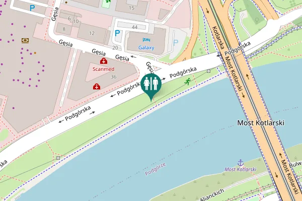 Map showing location of Podgórska Toilet