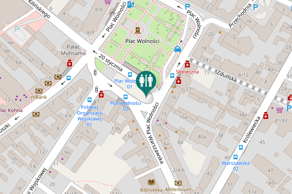 Map showing location of Plac Wolności Toilet