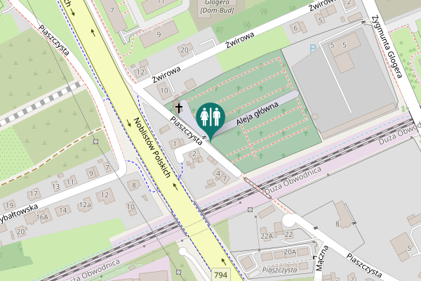 Map showing location of Aleja główna Toilet