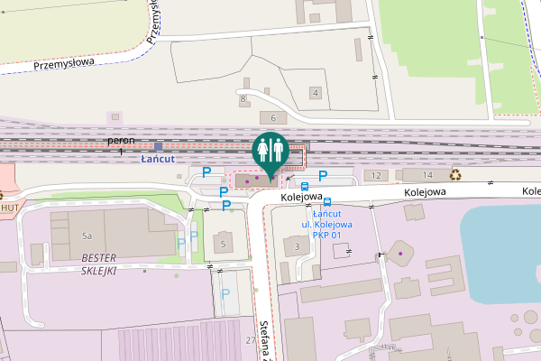 Map showing location of Kolejowa 2A Toilet