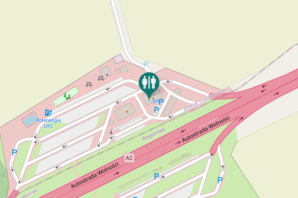 Map showing location of Autostrada Wolności Toilet