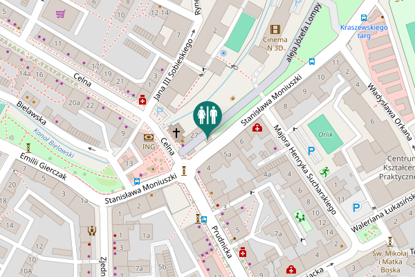 Map showing location of aleja Józefa Lompy Toilet