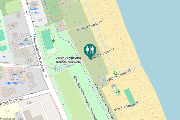 Map showing location of Wejście Sopot 14 Toilet