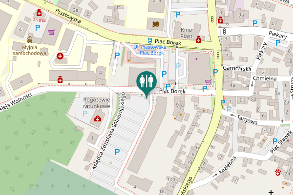 Map showing location of Plac Borek 13 Toilet