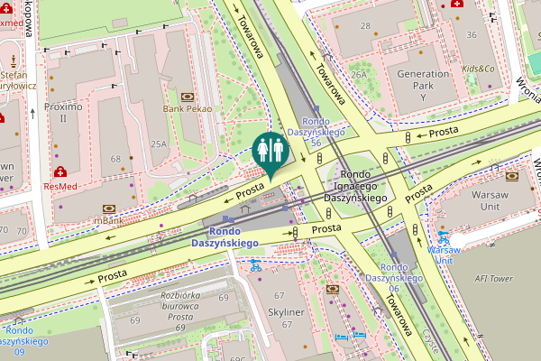 Map showing location of Prosta Toilet