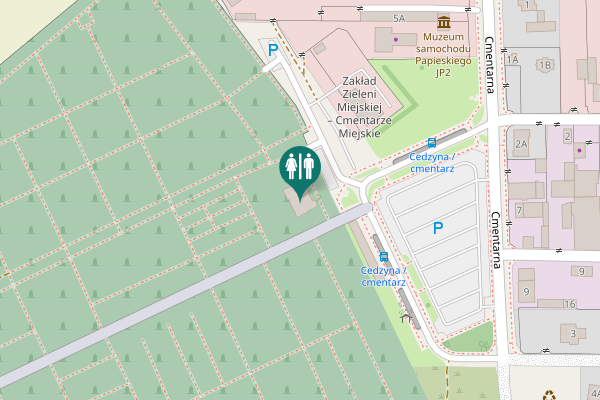 Map showing location of Kielce Toilet