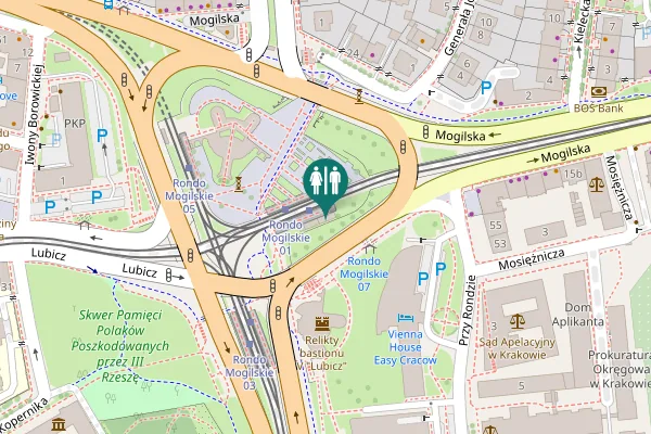 Map showing location of Rondo Mogilskie Toilet