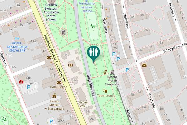 Map showing location of aleja Słowicza Toilet