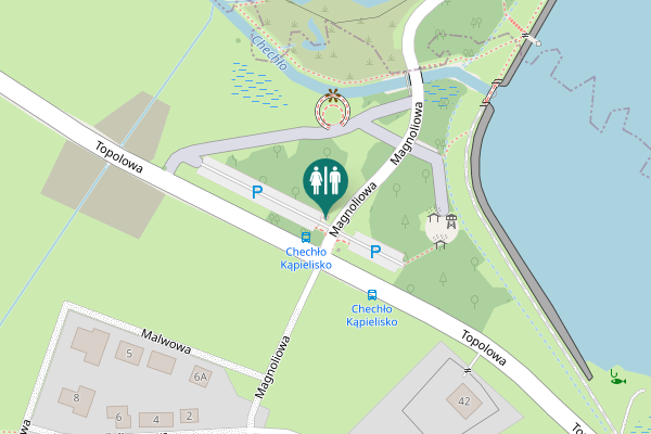 Map showing location of Magnoliowa Toilet