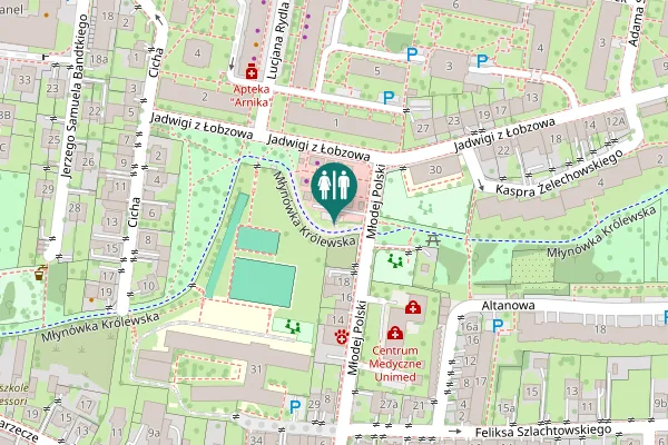 Map showing location of Młodej Polski 24 Toilet