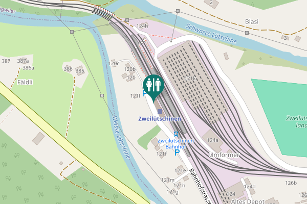 Map showing location of Bahnhofstrasse 121b Toilet
