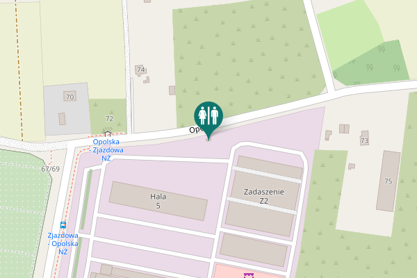 Map showing location of Opolska Toilet