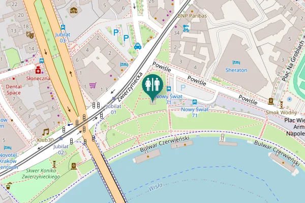 Map showing location of Zwierzyniecka Toilet