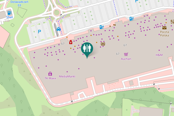 Map showing location of Aleja Pokoju 67 Toilet