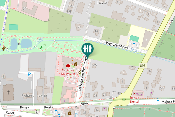 Map showing location of Ludviga van Beethovena Toilet